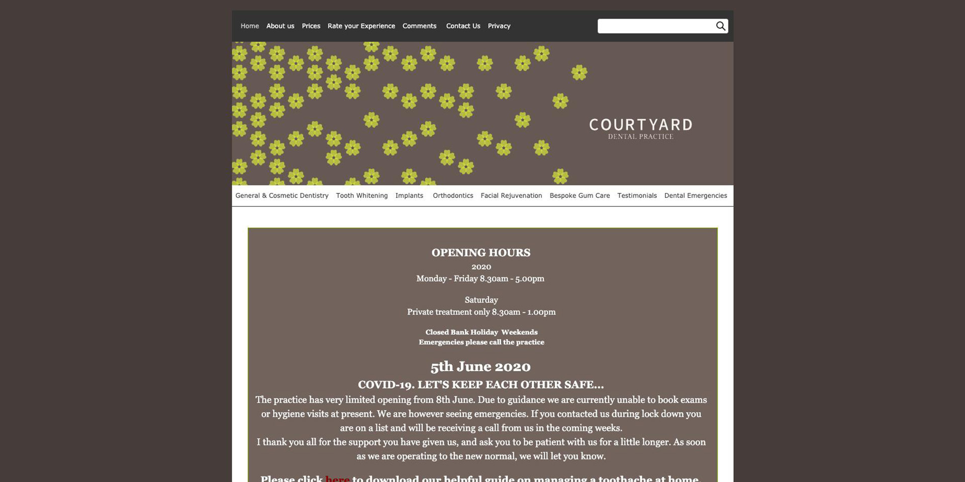 The old Courtyard website design