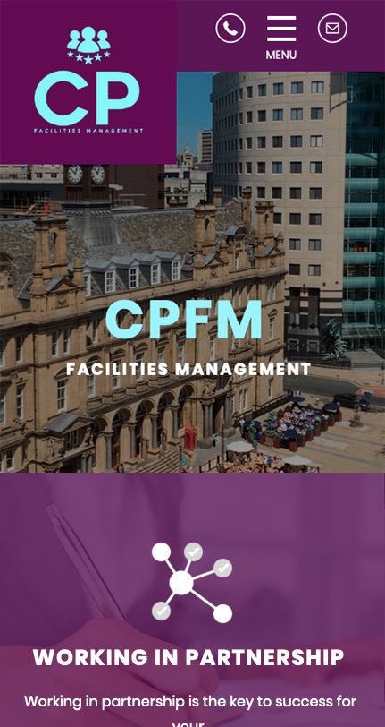 The CPFM website shown on a mobile phone
