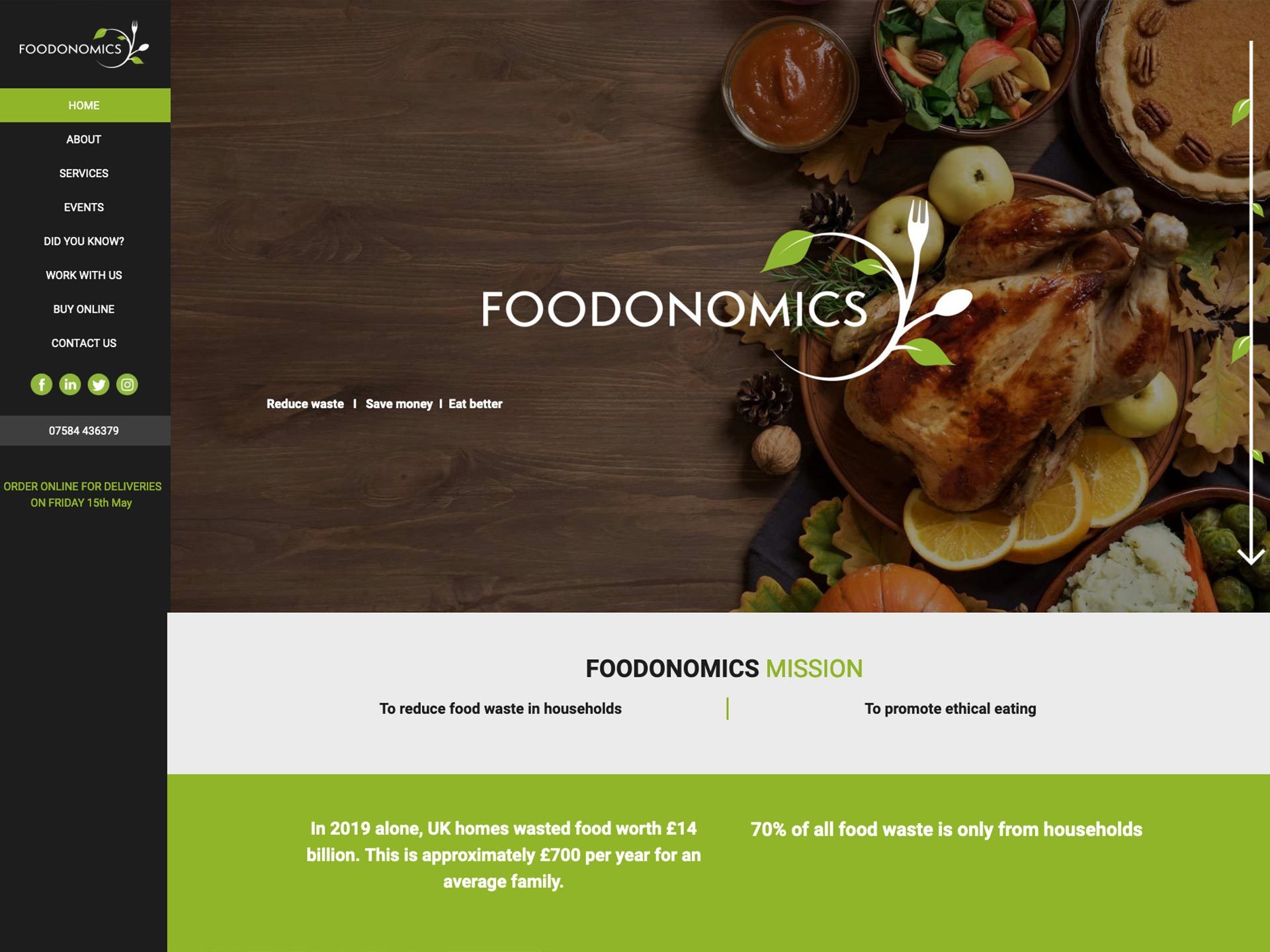 The Foodonomics website created by it'seeze