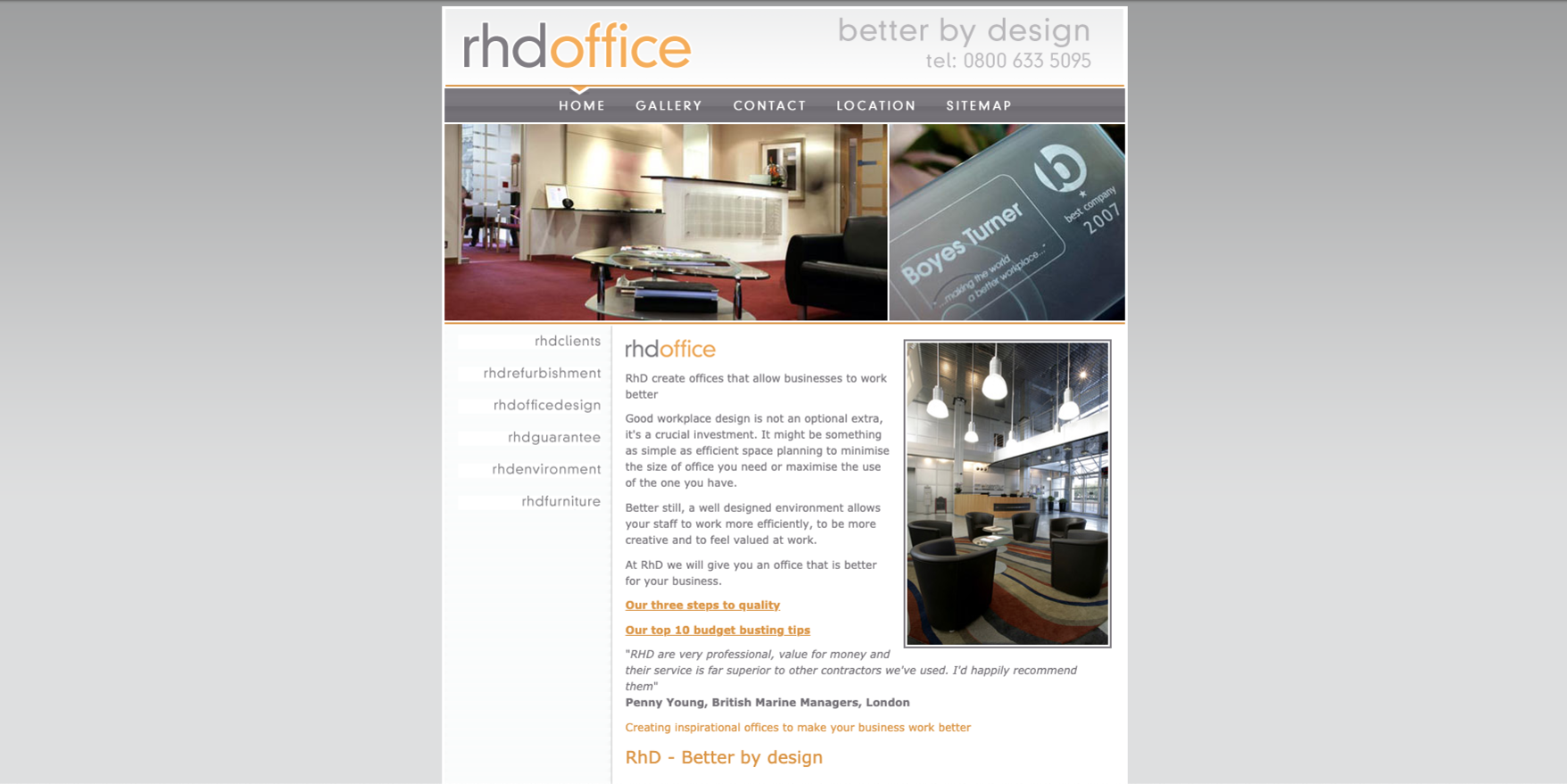 The old RHD website design