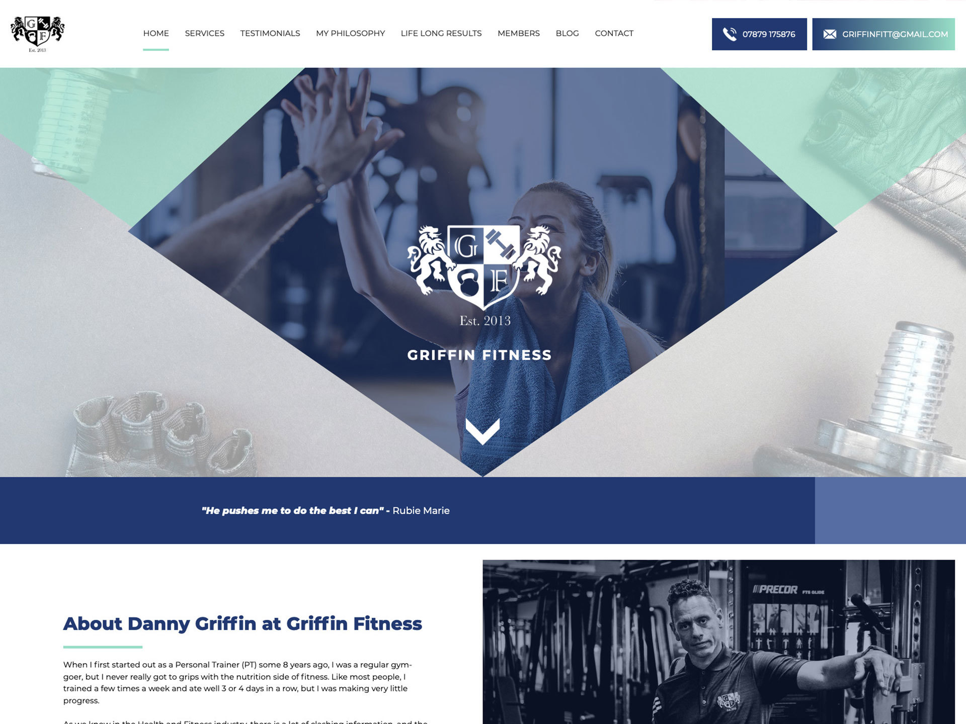 The Griffin Fitness website created by it'seeze