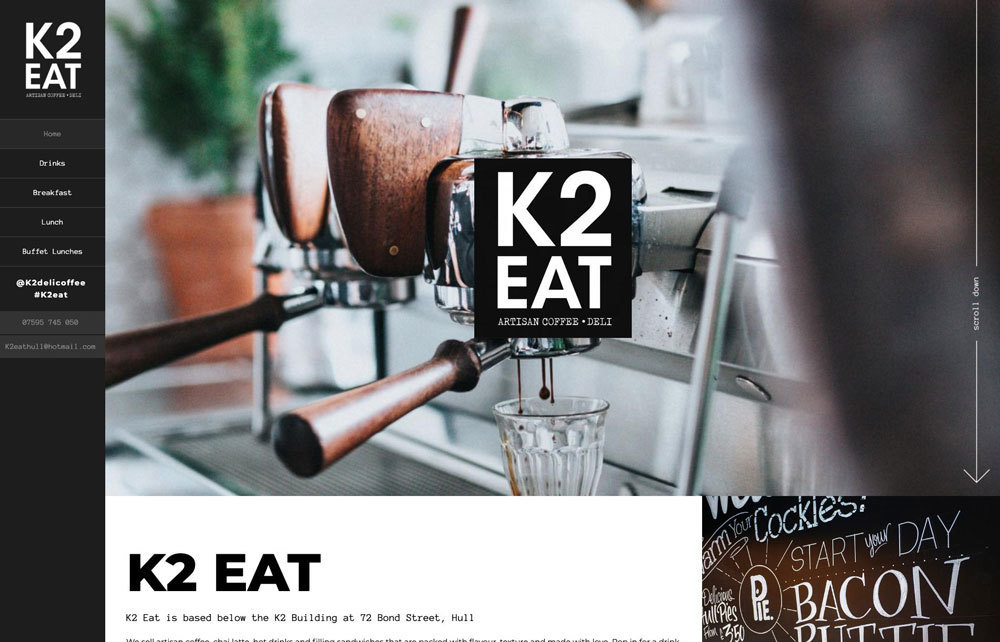 K2 EAT website design