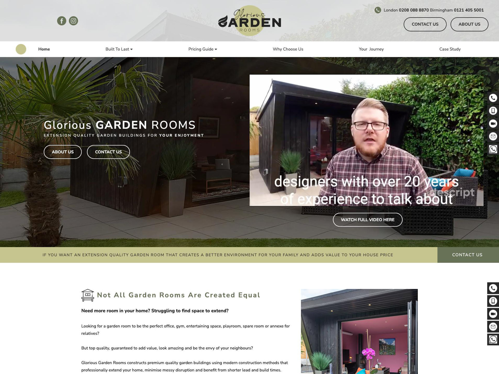 Glorious Garden Rooms website design by it'seeze