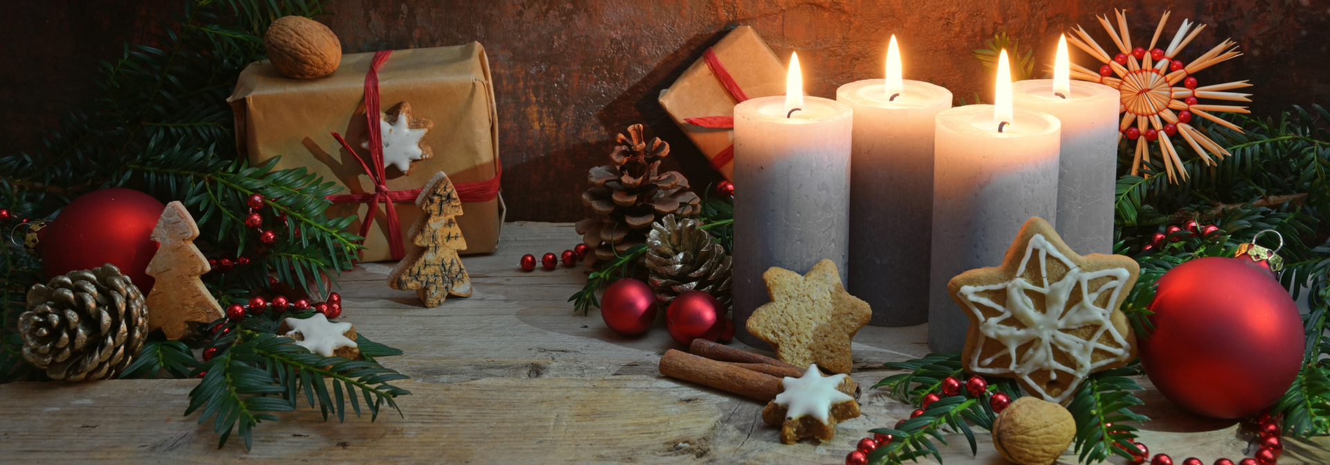 A christmas themed image with candles