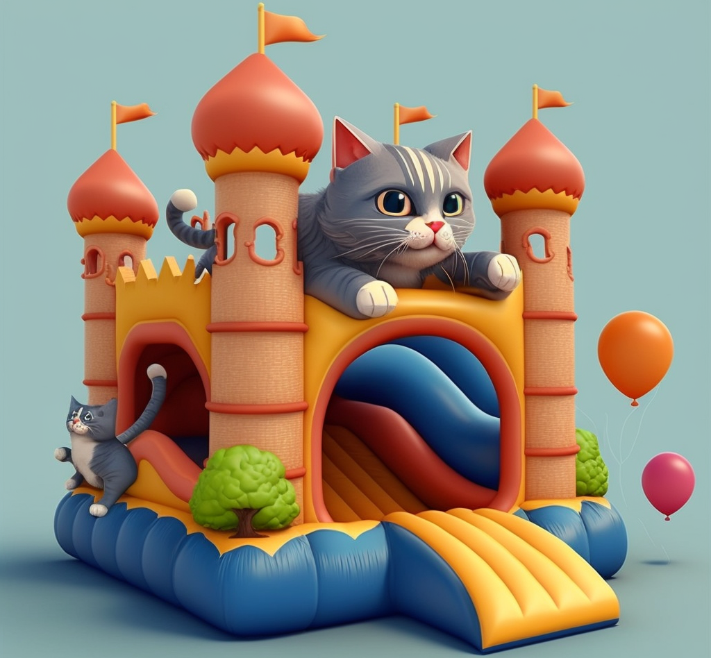 Cat bouncy castle - Generate by Midjourney AI