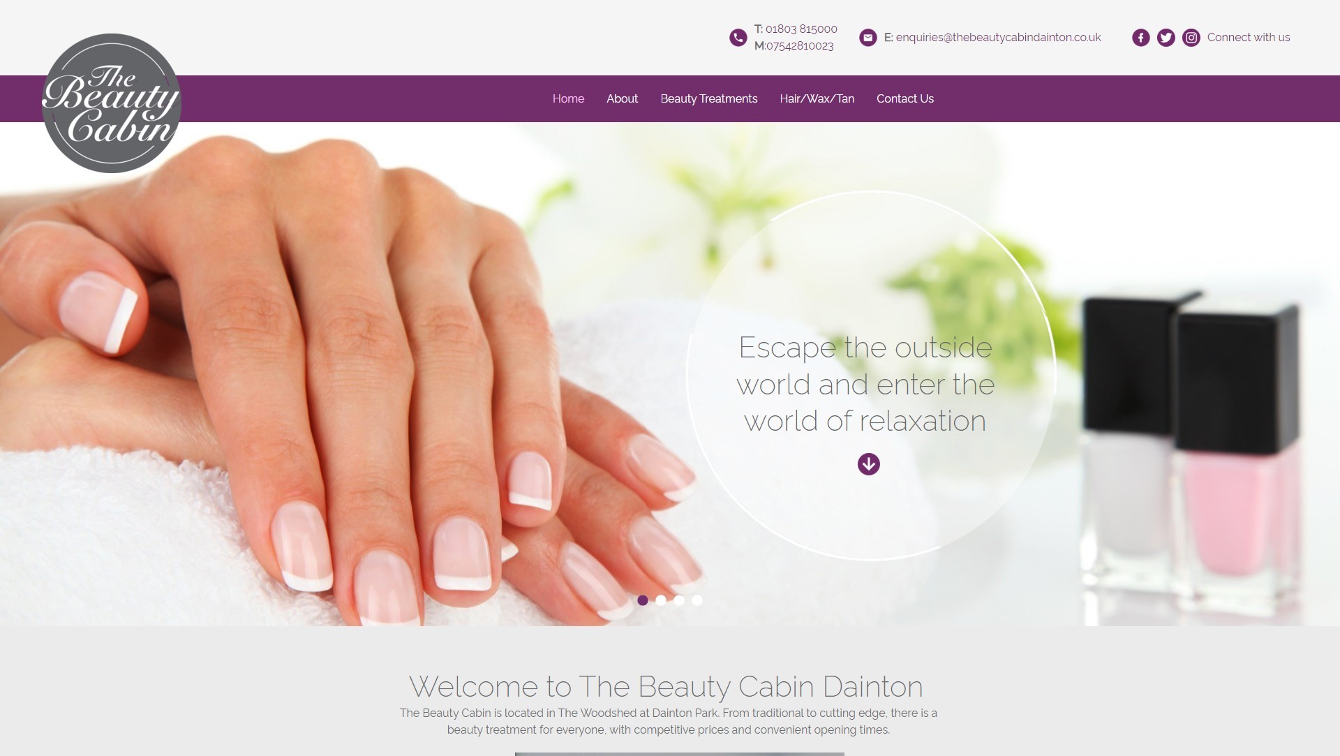 The Beauty Cabin website design