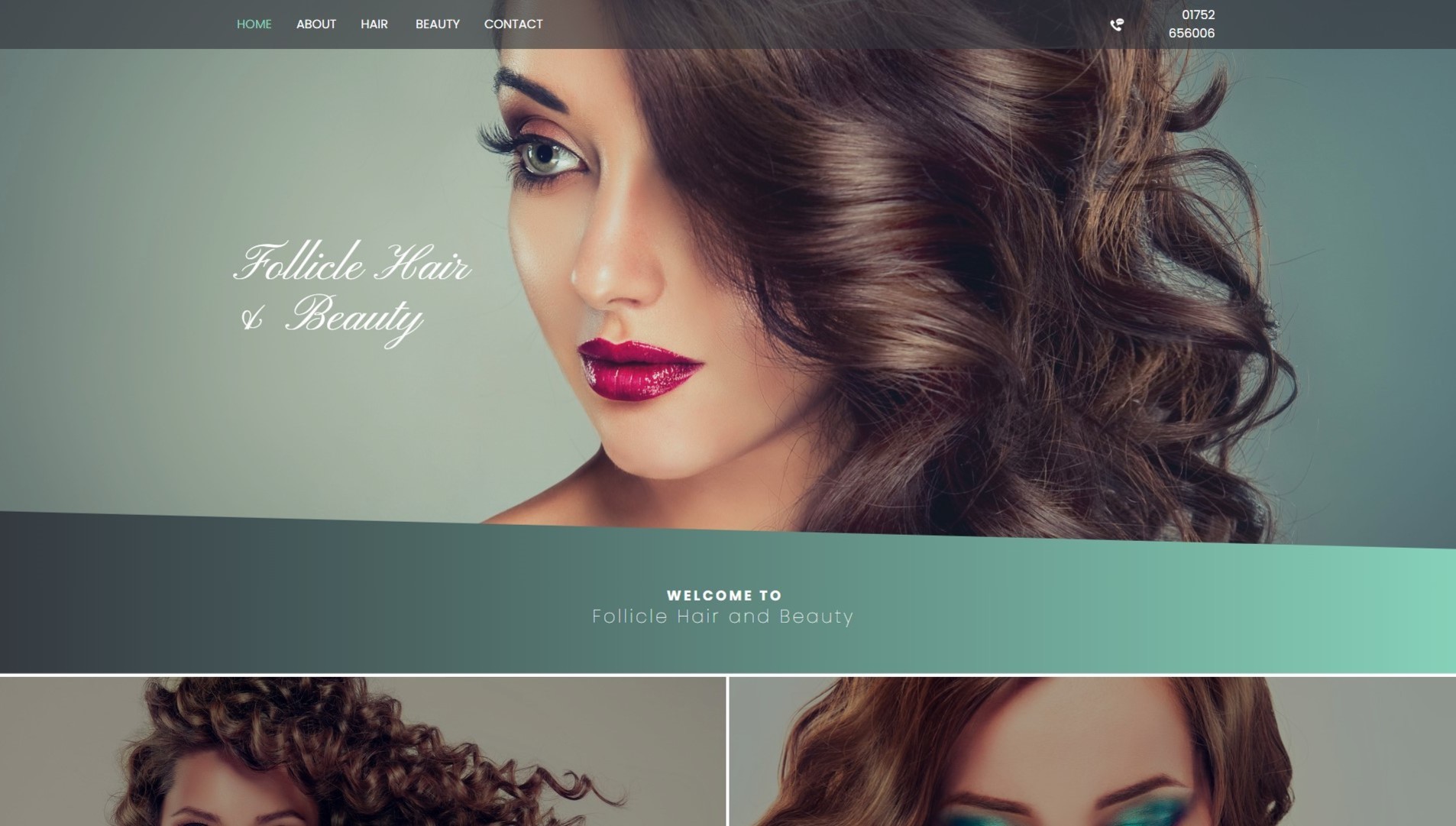 A website for a hair and beauty studio