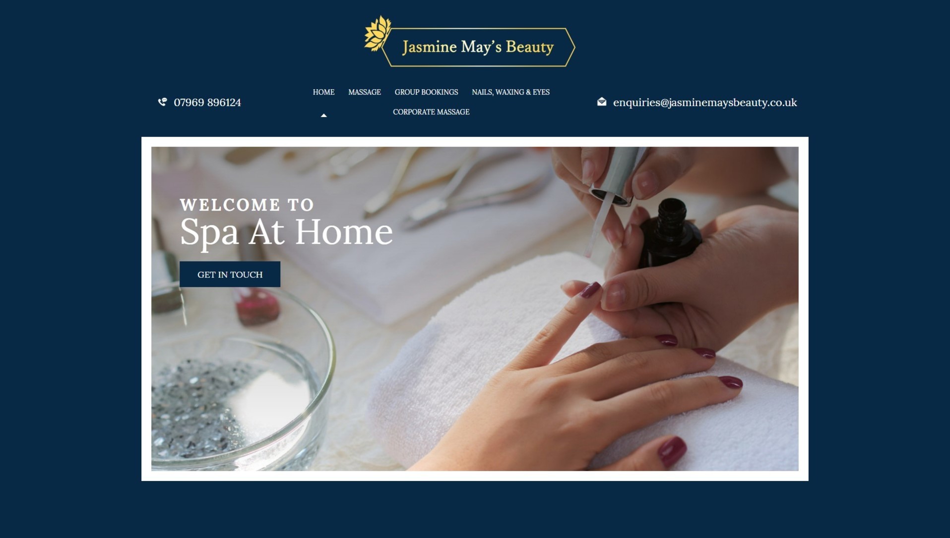 A website showing a spa at home company
