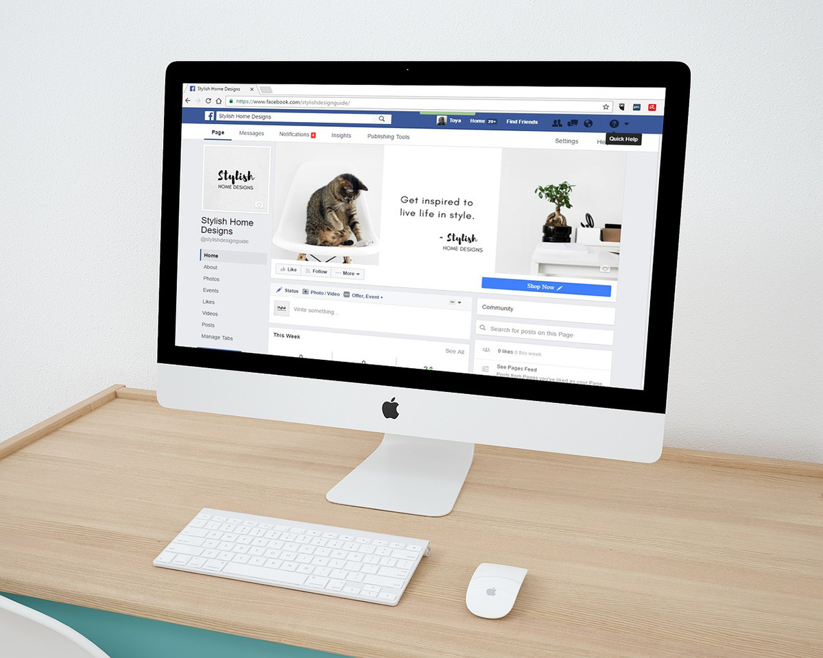 Facebook business page on iMac