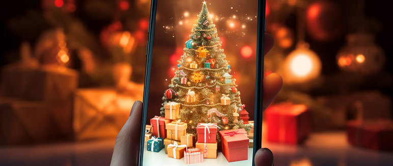 Christmas photo on a mobile phone